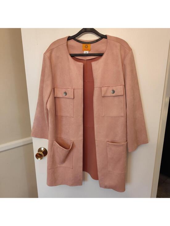 Ruby Rd. Jackets & Blazers - Ruby Rd Jacket Womens 18 Blush Pink Soft Faux Suede Open Duster Quiet Luxury